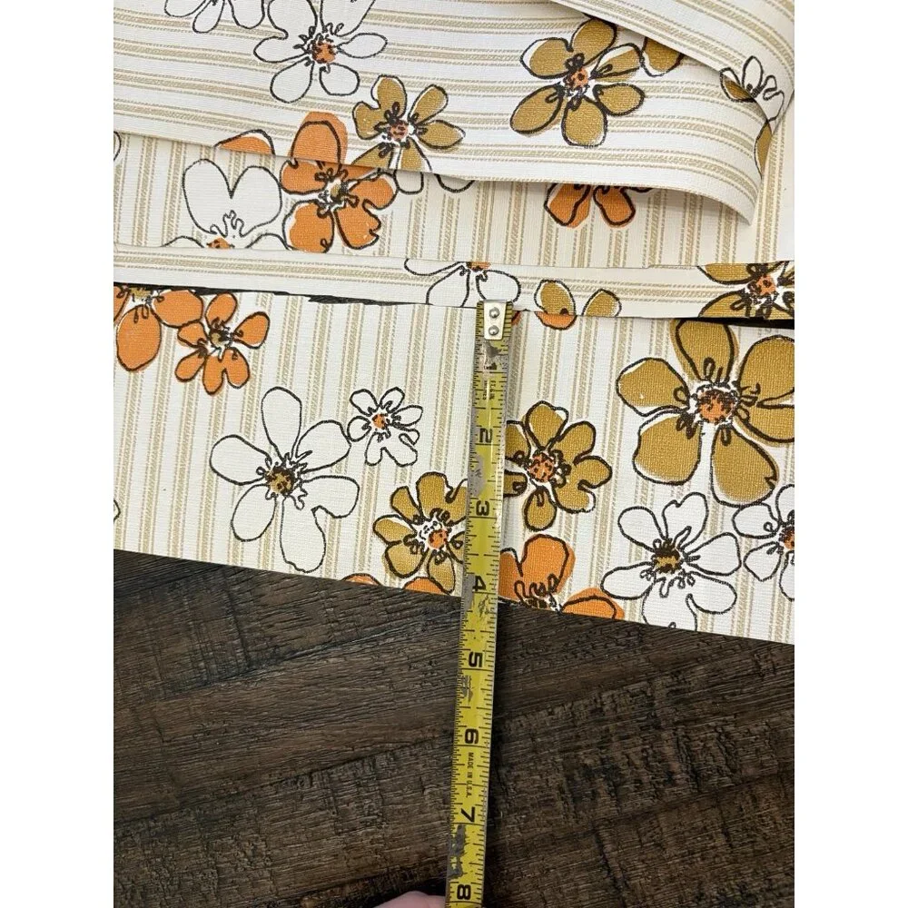 Vintage Floral Striped Wallpaper 1960s 1970s Not Full Roll- See Details
